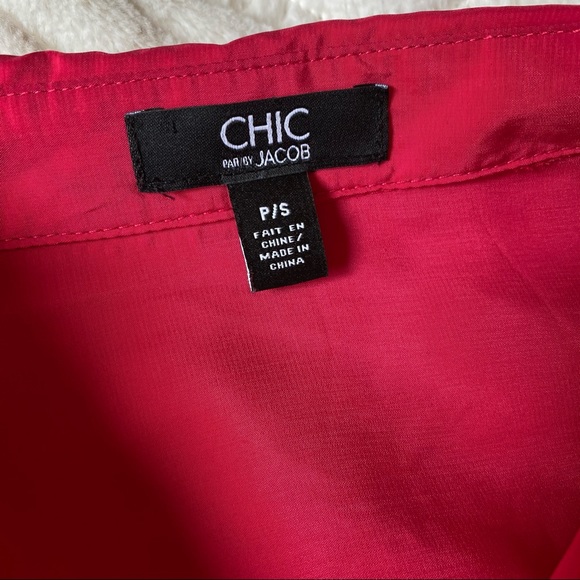 Hot pink light weight button down blouse - Picture 5 of 6